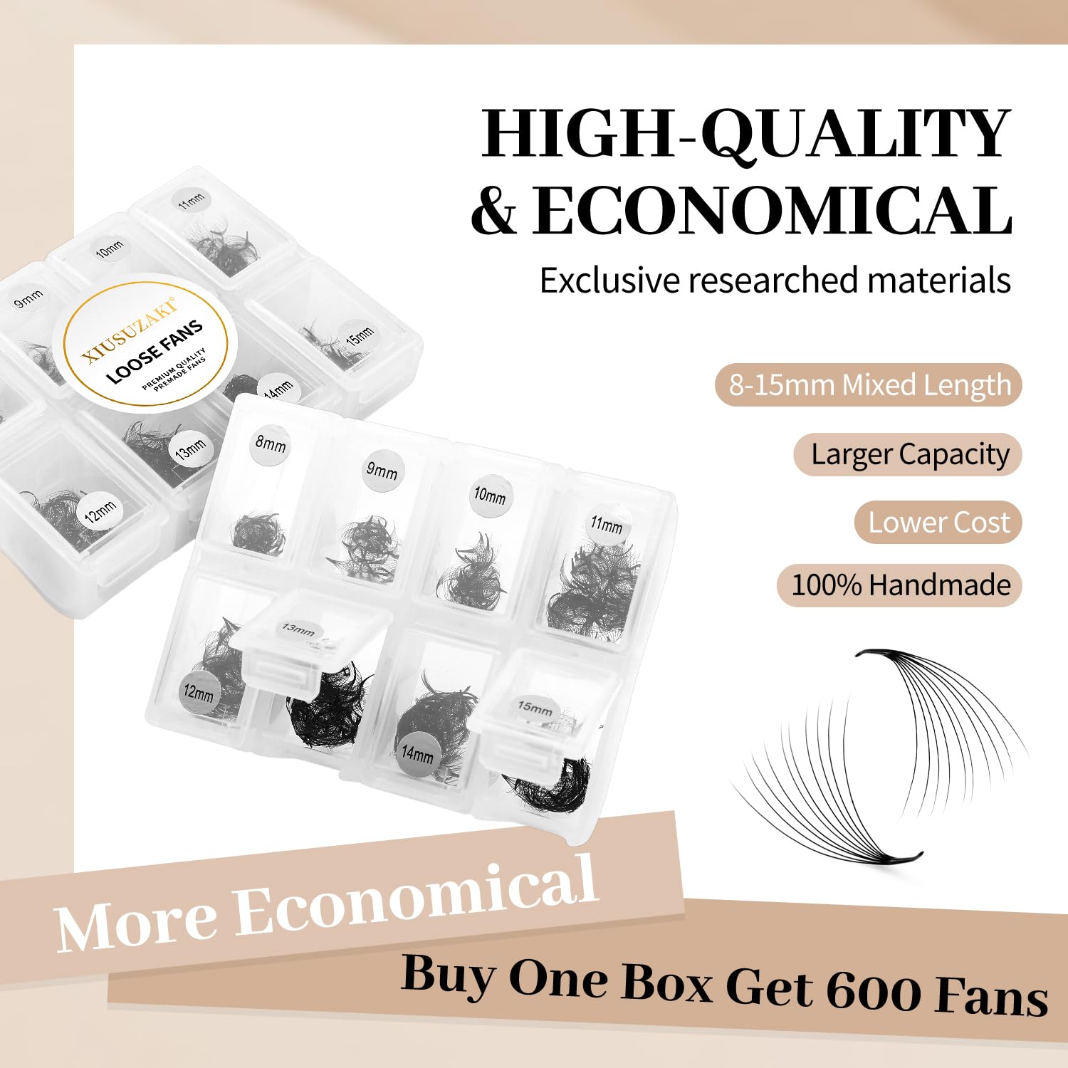 XIUSUZAKI volume mega, 600 fans pour un effet dramatique durable.