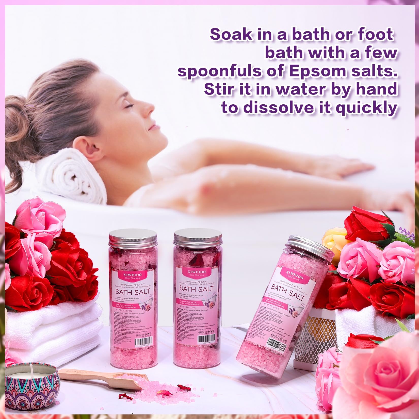 Xiweioo sels bain pieds-relaxation, soin spa rapide après une journée.