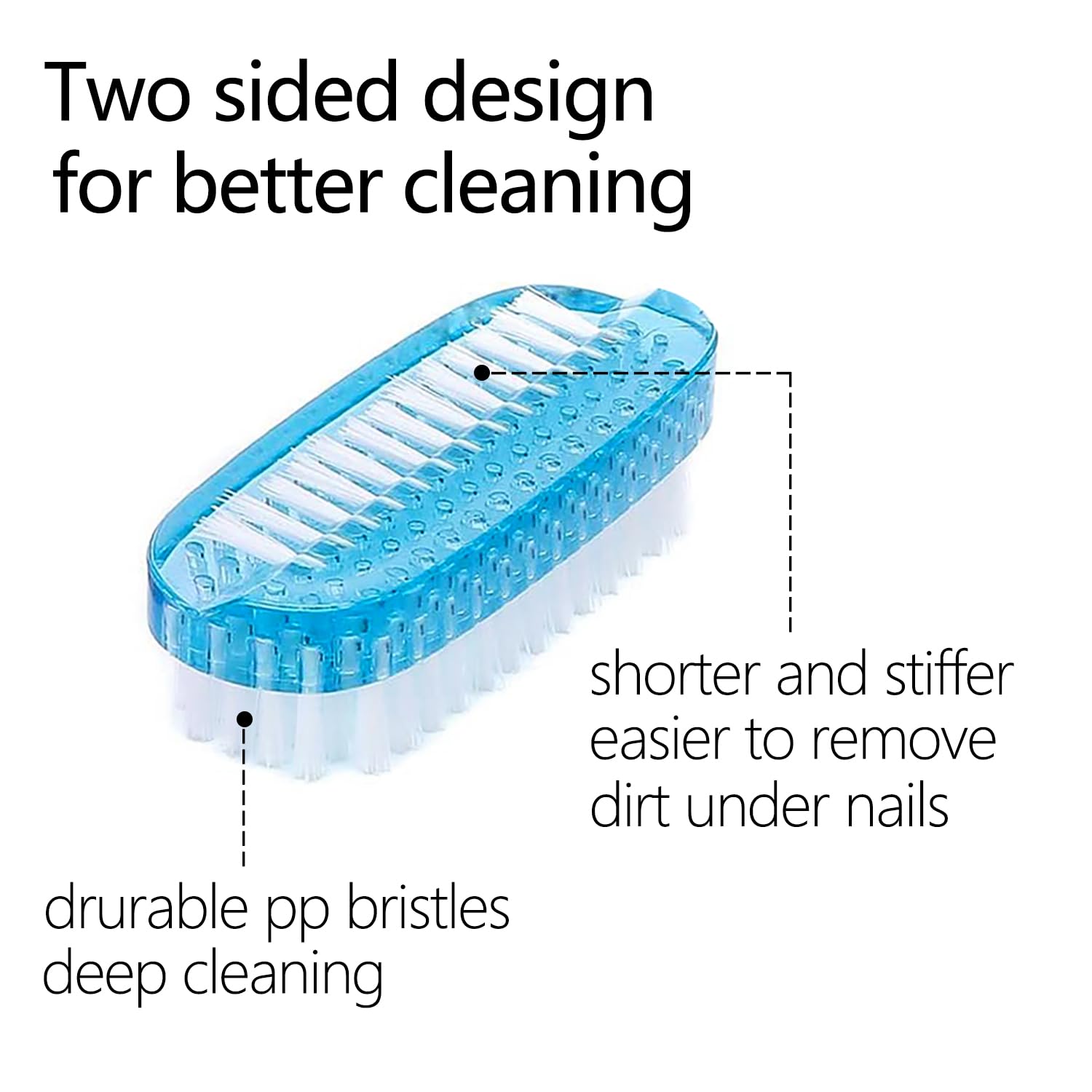 Face des brins courts et fermes de la brosse Xjinmin pour déloger la saleté sous les ongles.
