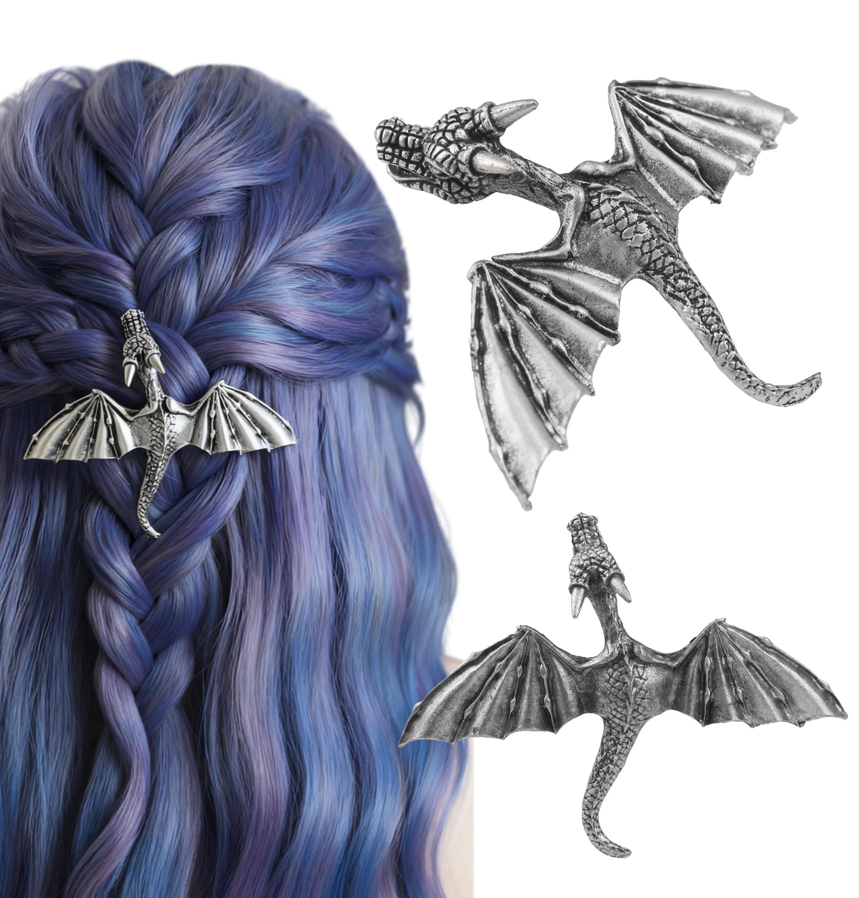 Barrette dragon XJYHDY avec ailes détaillées, idéale pour un look gothique.
