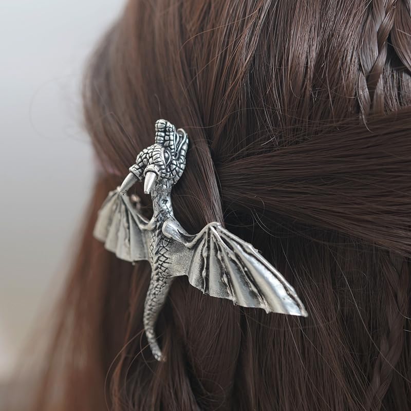 Barrette dragon XJYHDY, écailles texturées pour un style fantasmique.