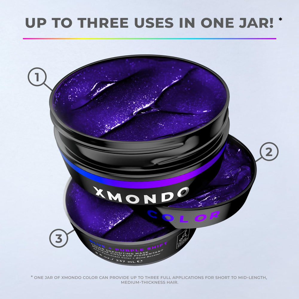 XMONDO Color Blue + Purple Shade Shift – aperçu sur cheveux plus foncés