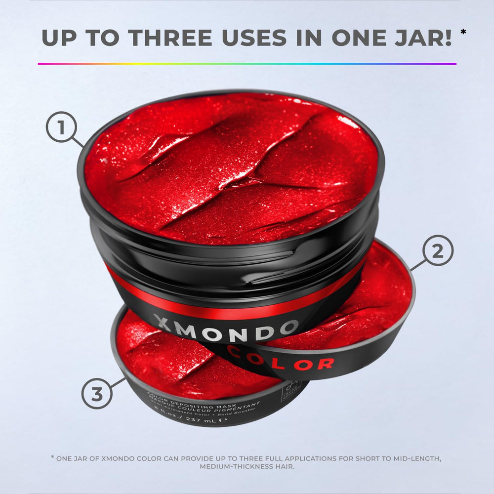 XMONDO Super Rouge – échantillon couleur rouge vif sur cheveux montrant le rendu.