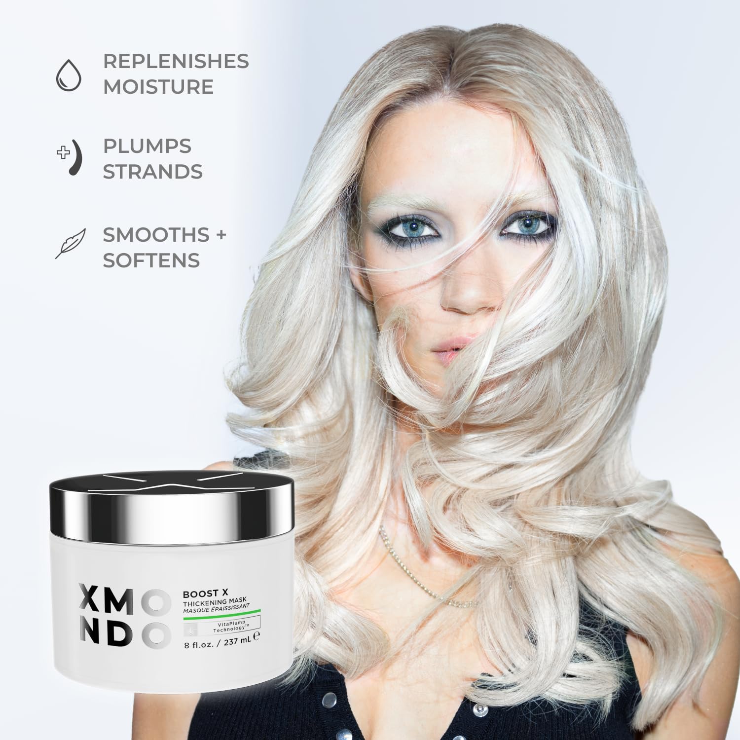 XMONDO Hair Boost X biollagen-proprietes: apparence revitalisée des cheveux.