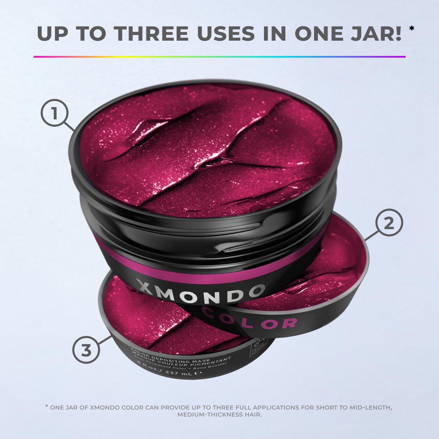 XMONDO Hair Color Berry : utilisation polyvalente pour une teinte berry intense.