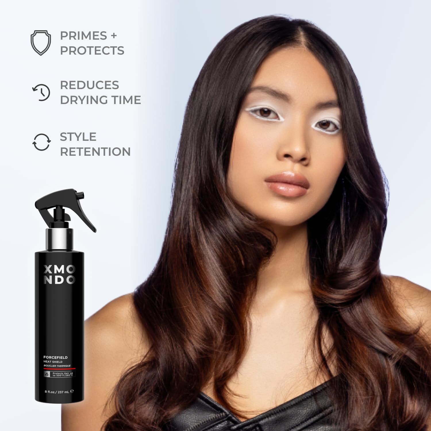 XMONDO Bouclier thermique pour cheveux – effet brillance sur les longueurs.