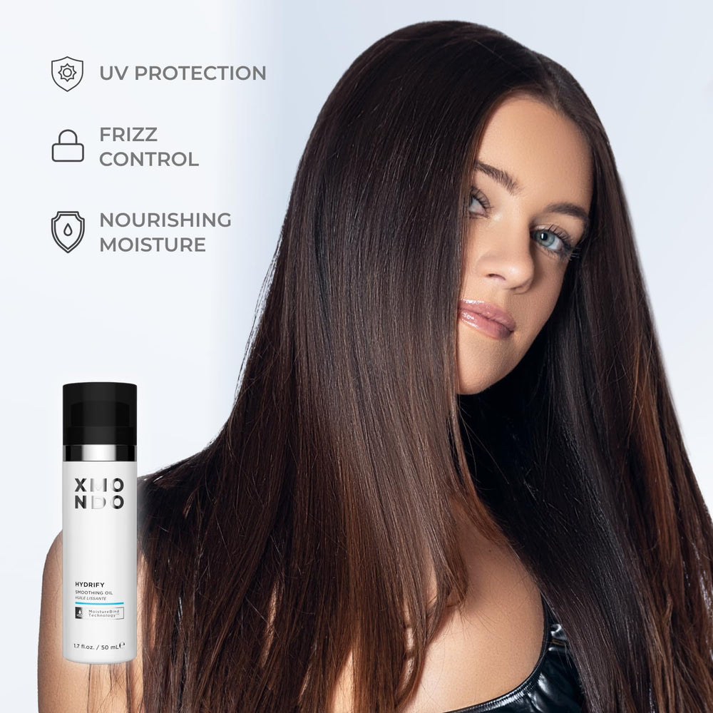 XMONDO main appliquant l huile sur cheveux pour nourrir et lisser