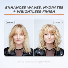 XMONDO Hair Wavetech Hydrating Wave Cream fronces nettes et mèches disciplinées après application.