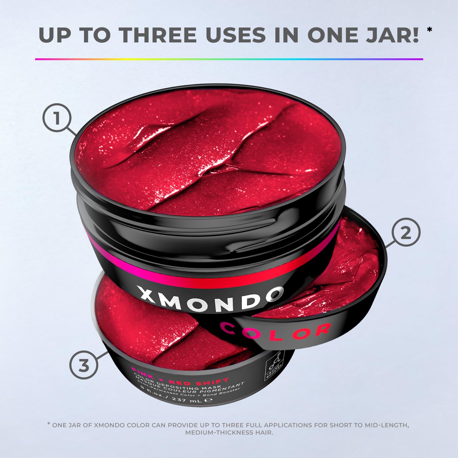XMONDO Masque couleur Rose et Rouge Changeant - cheveux nourris et revitalisés