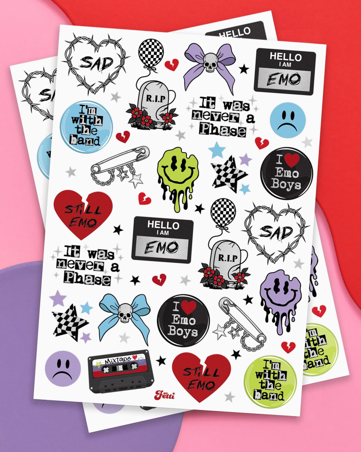 xo Fetti mixtape tatouage temporaire : accessoire unique pour vos looks de fête.