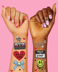xo Fetti sourire-fondu tatouage temporaire : ajoute un effet graphique sombre et moderne.