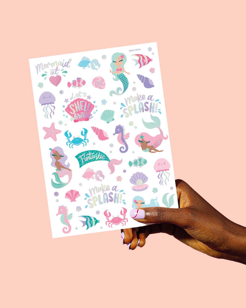 tatouages xo Fetti coquilles iridescentes, touches scintillantes pour petites mains