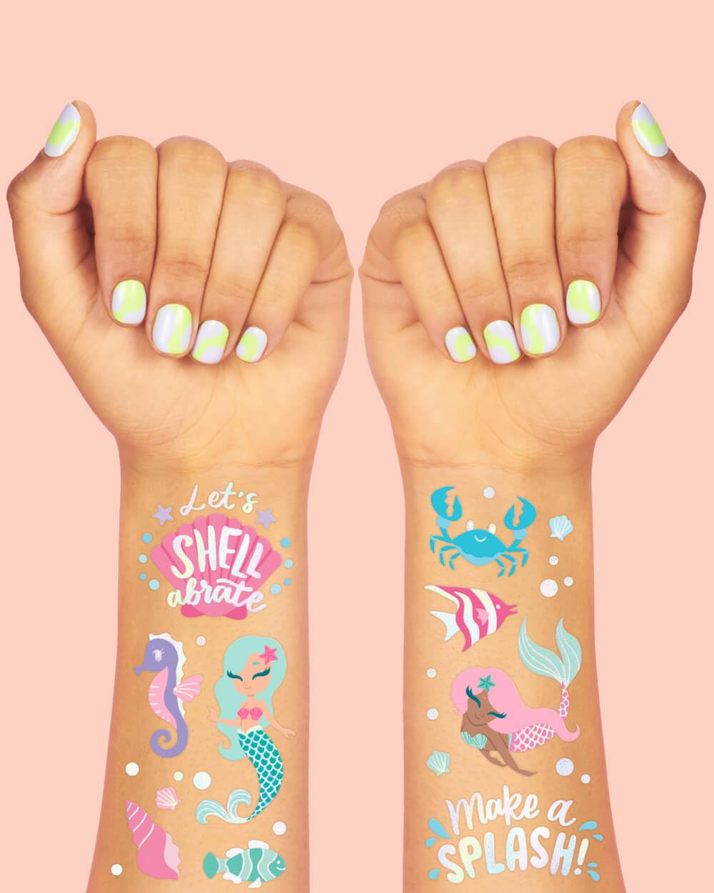 tatouages xo Fetti hippocampe iridescents, idéal pour activités créatives aquatiques