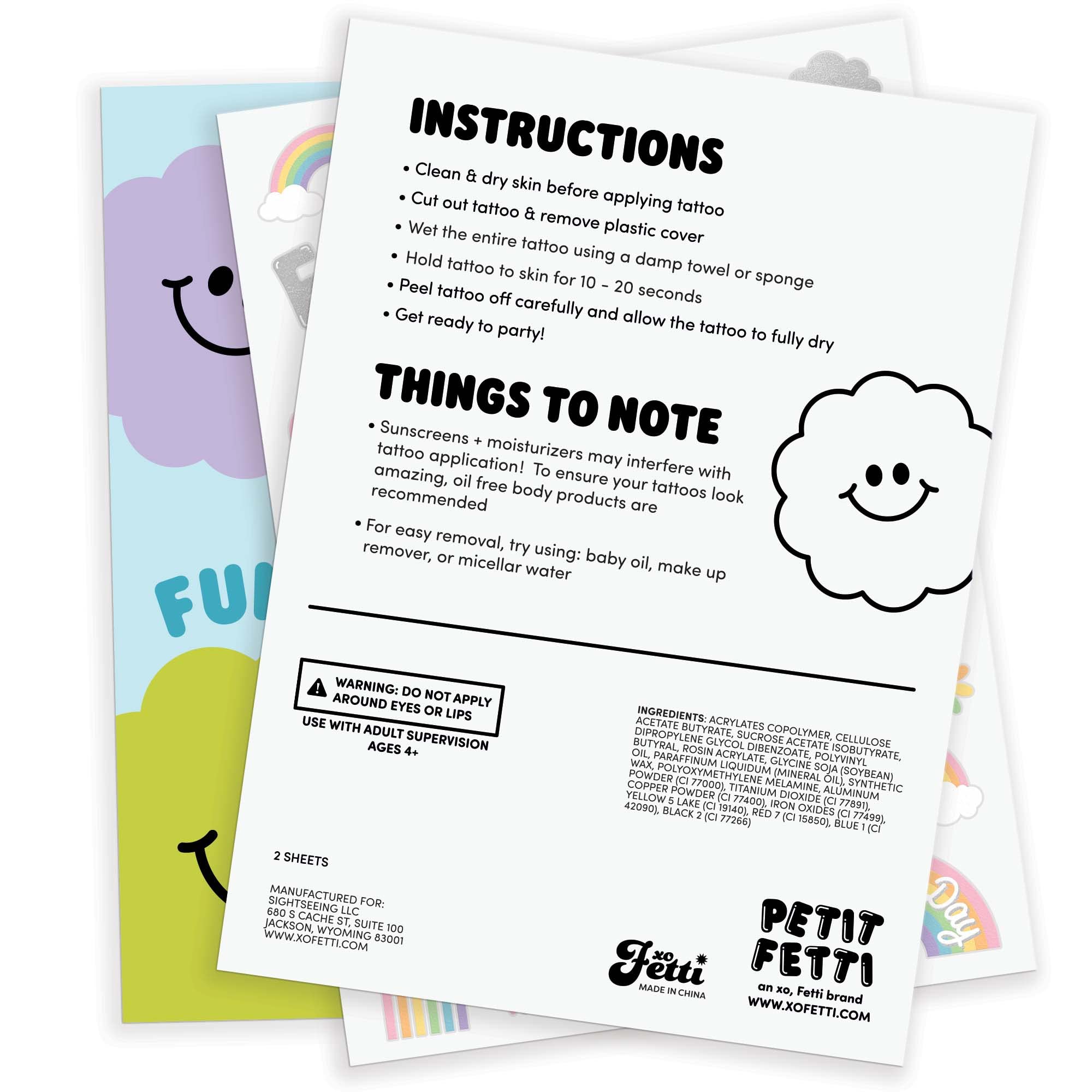 XO Fetti Deux Feuilles: paquet pratique pour les kits d'anniversaire.