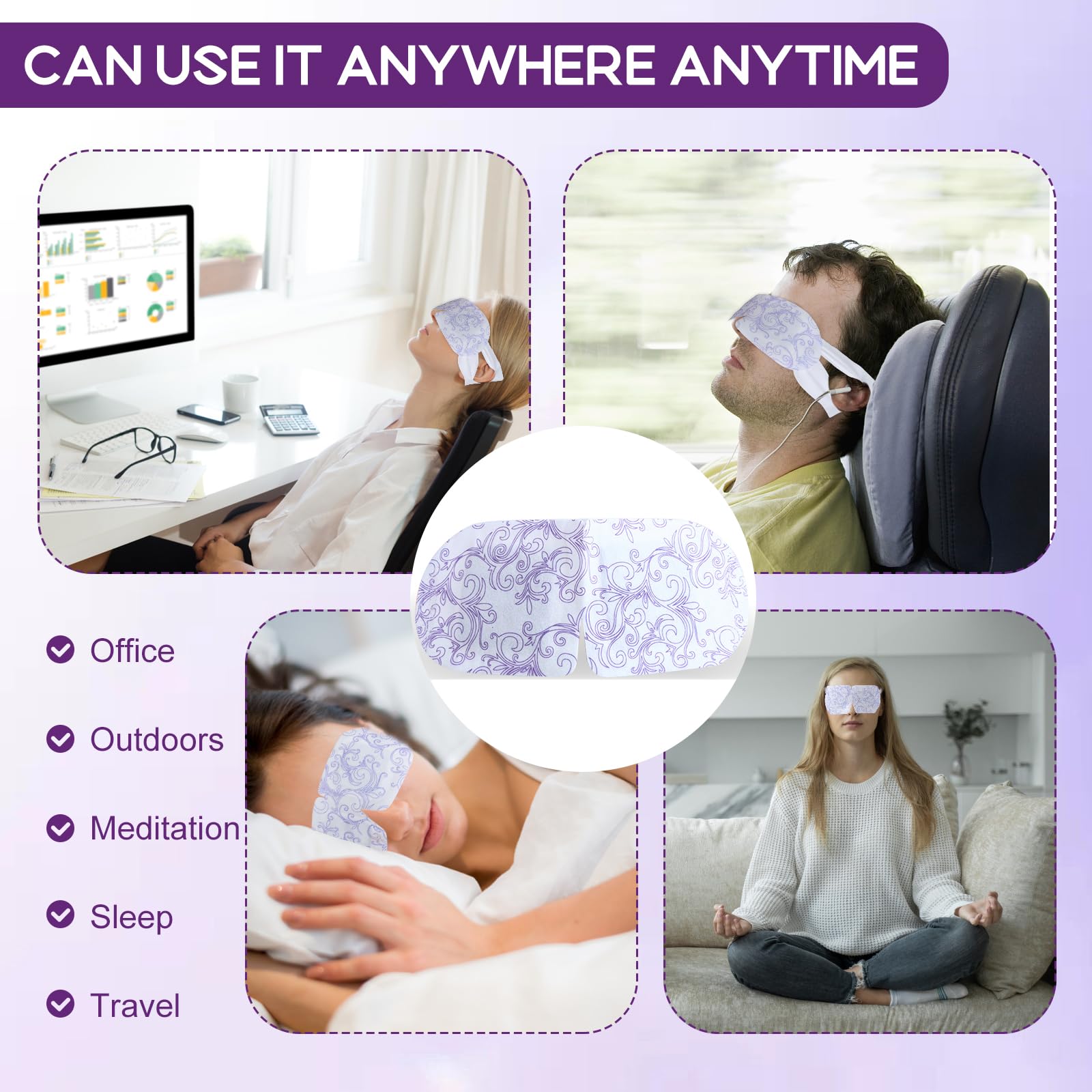 XPCARE masque yeux vapeur lavande idéal au bureau et en voyage