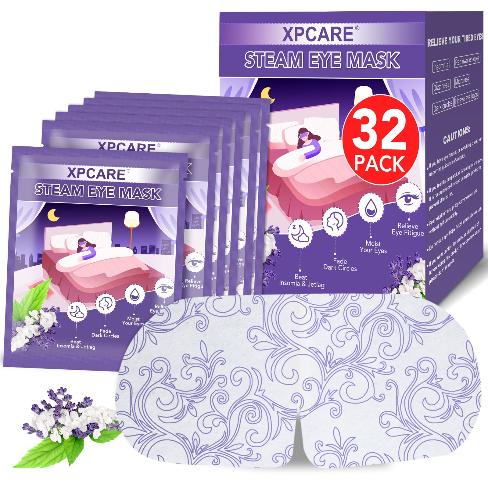 XPCARE masque yeux vapeur lavande: emballage individuel pratique
