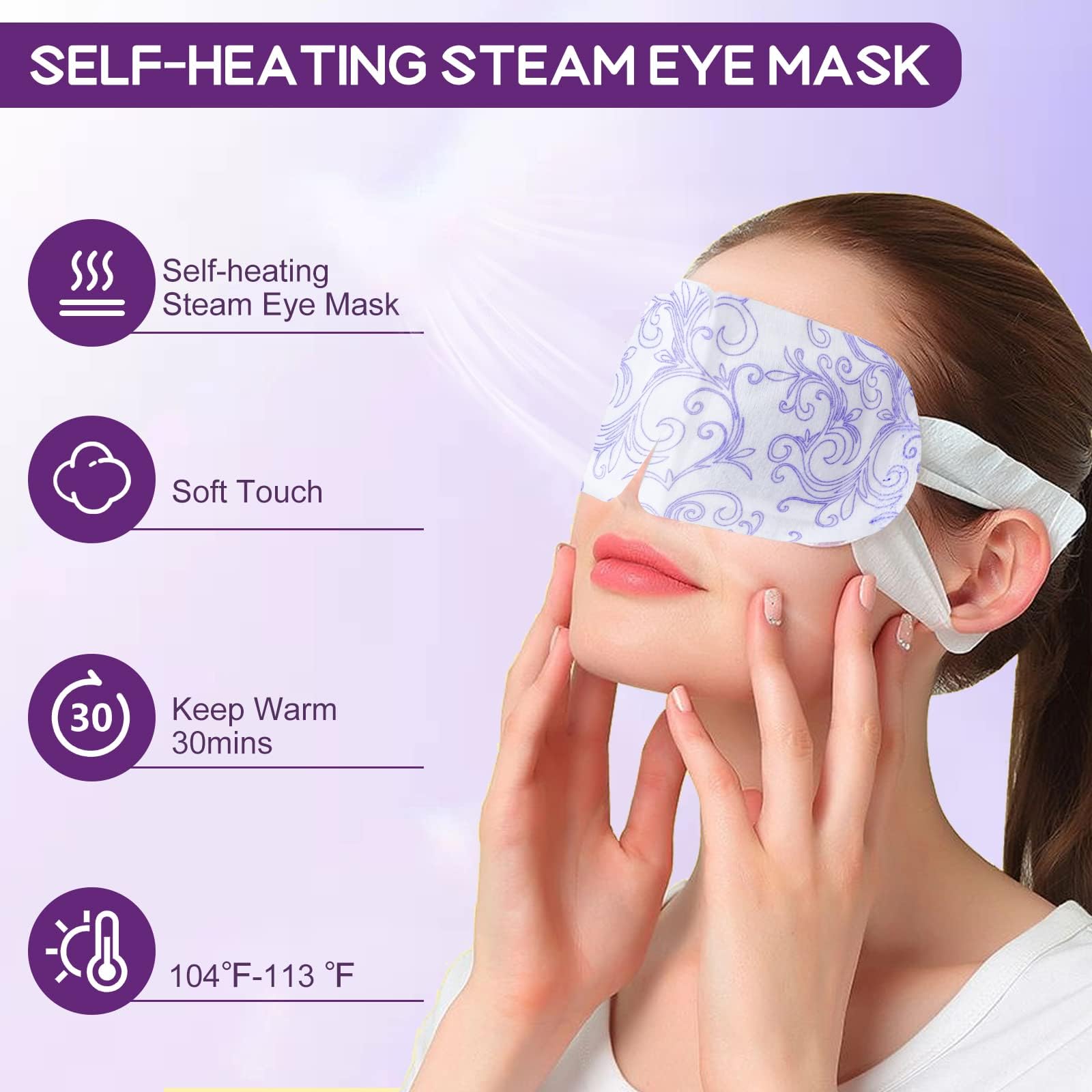 XPCARE masque yeux vapeur lavande emballage jetable et hygiénique pour déplacement