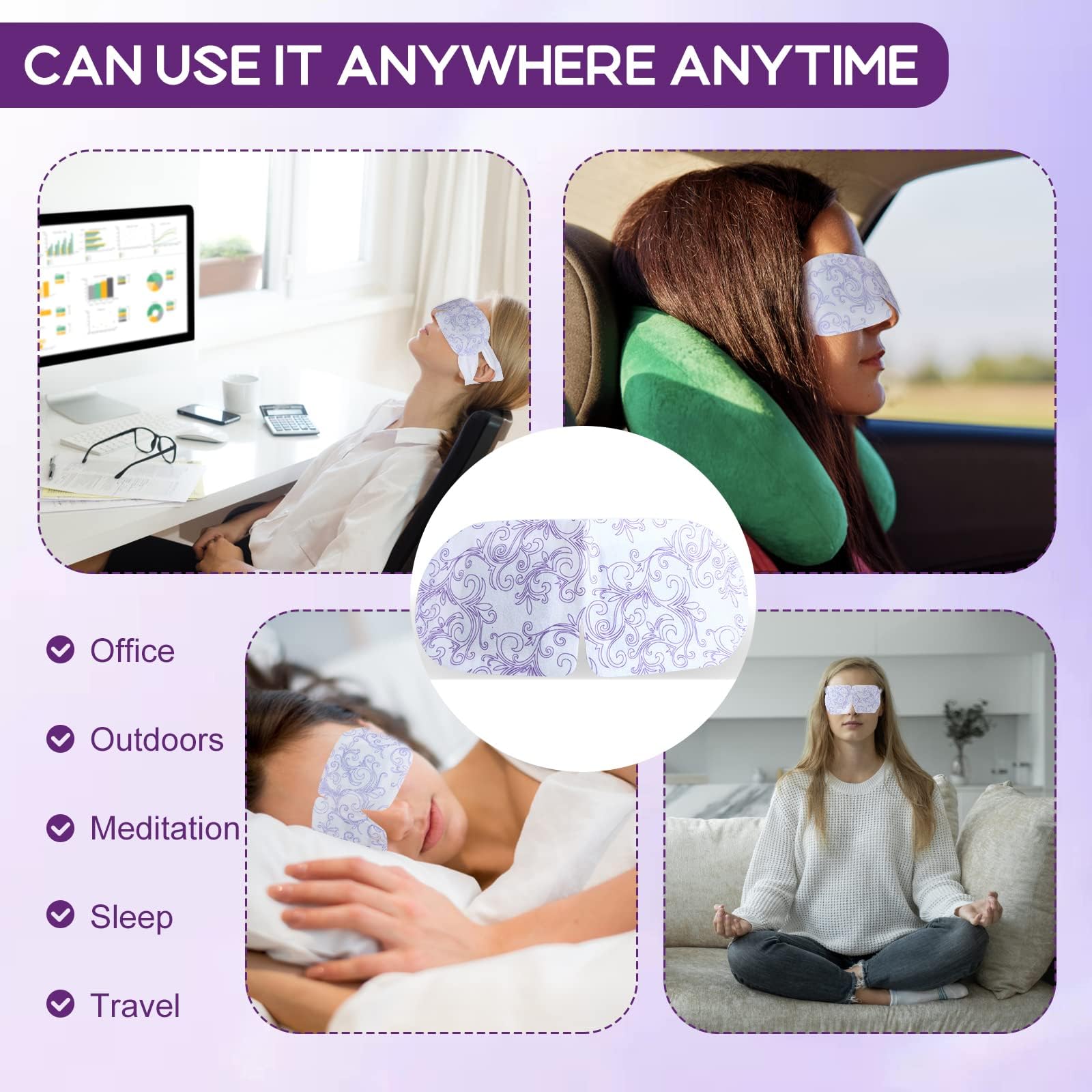 XPCARE masque yeux vapeur lavande arôme léger favorisant relaxation et confort visuel