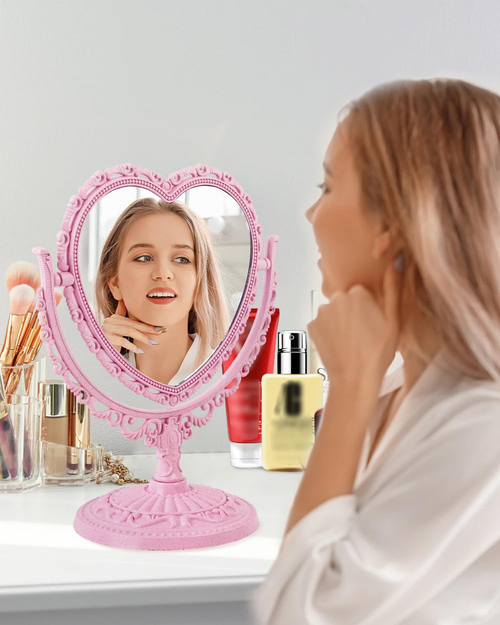XPXKJ miroir cœur vintage protection renforcée et manipulation soignée recommandée.