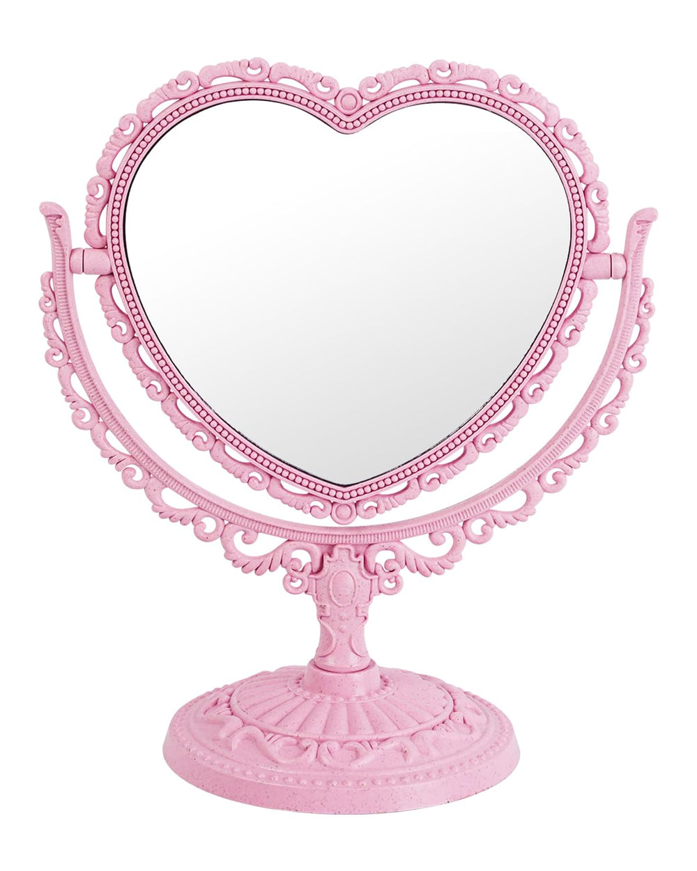 Miroir XPXKJ cœur vintage, face double et rotation à 360° pour maquillage précis.