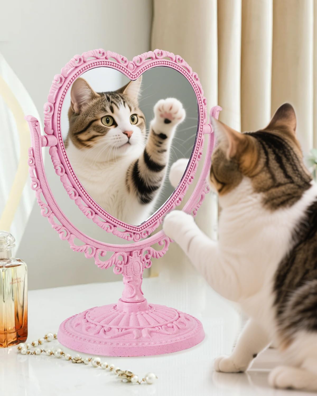 XPXKJ miroir cœur vintage reflet séduisant et pratique pour le rituel beauté.