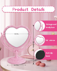 XPXKJ miroir cœur vintage sur socle stable pour une utilisation quotidienne sans tremblements.