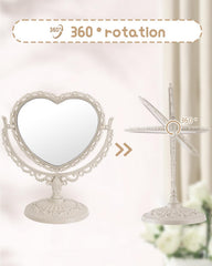 XPXKJ Miroir cœur vintage 7 pouces, design décoratif chic.