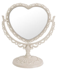 XPXKJ Miroir cœur vintage 7 pouces, face double pour maquillage précis.