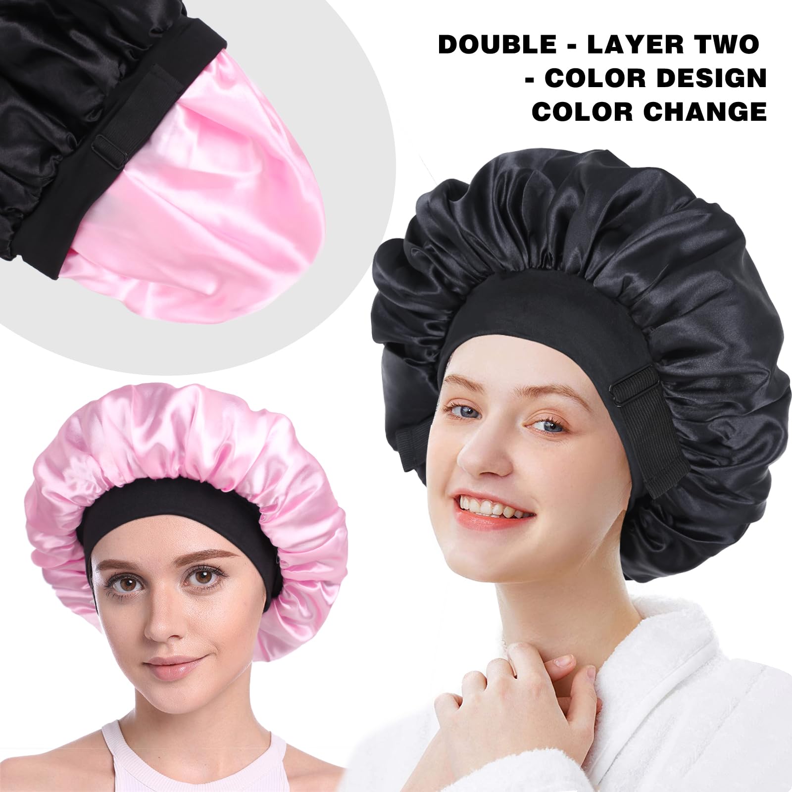 XRACEPHOL bonnet satin confort pour cheveux bouclés et nuit détendue.