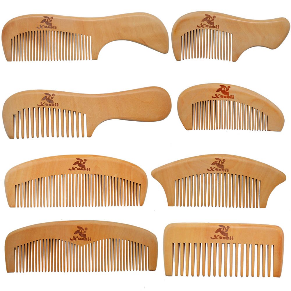 Xuanli ensemble 8 brosses en bois pour cheveux, pratique et durable pour toute la famille.
