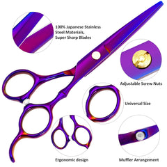 XUGOU ciseaux droits ergonomiques avec poignée arquée pour un usage en salon.