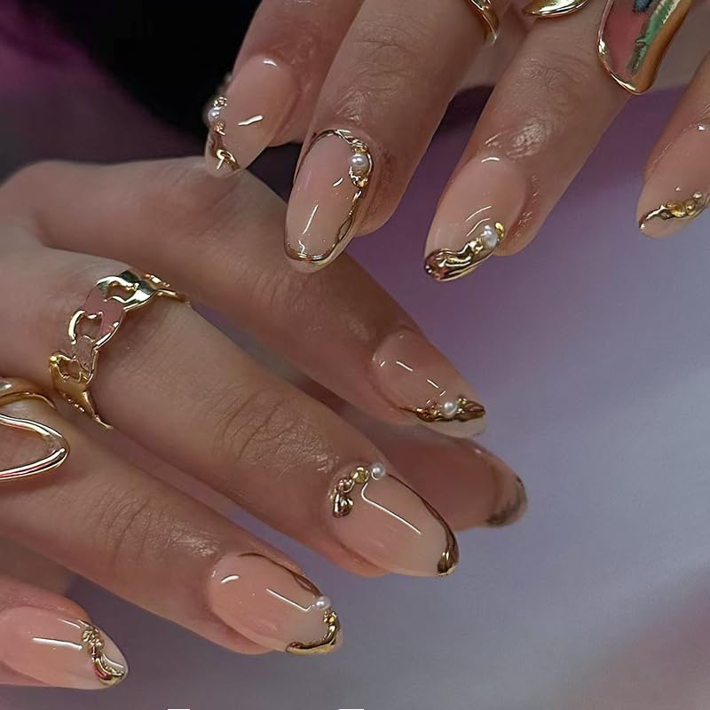 Ongles XZMeiLun adhésifs en amande, ensemble complet pour un look rapide et élégant
