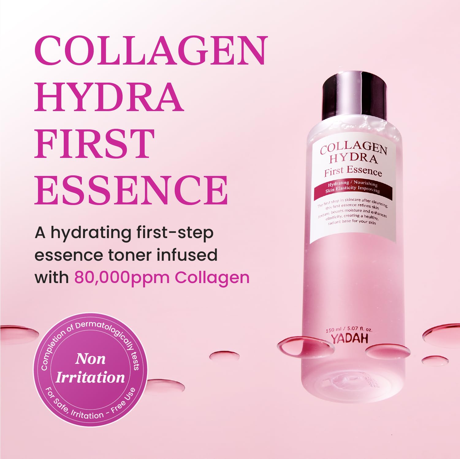 YADAH Collagen Hydra Essence – texture légère pour une absorption rapide sans film.