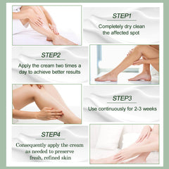 Crème appliquée sur talon fissuré, soin intensif des pieds secs.