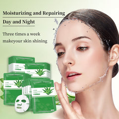 Masque visage YAFUSIPE thé vert pour sensation de fraîcheur durable.
