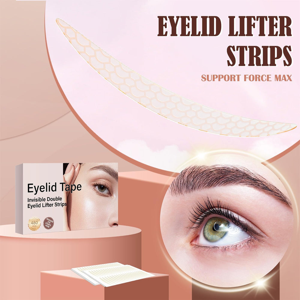 YAGUVI eyelid-lifter strips close-up highlights gentle adhesive and natural results.