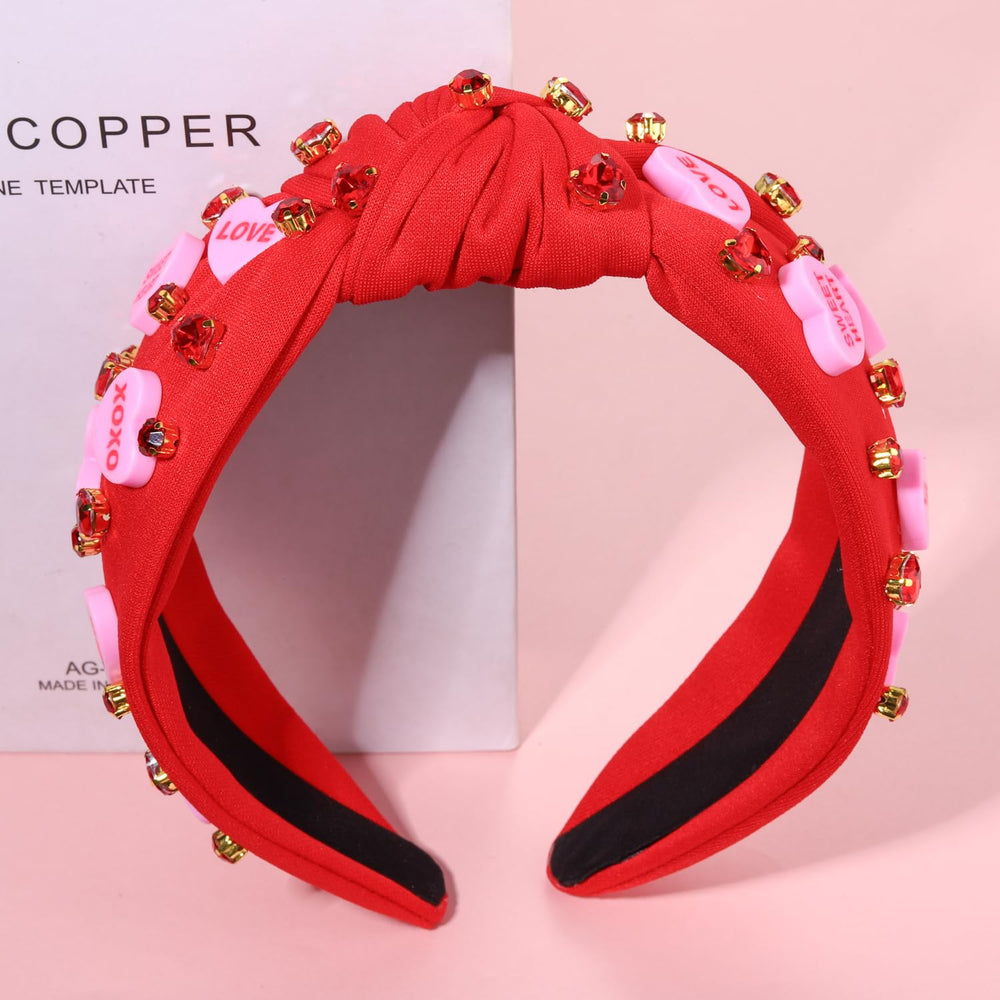 YAHPERN bandeau-cheveux coeur cristal rouges, être cadeau ou look romantique.