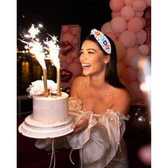 YAHPERN bandeau rose avec strass, look festif