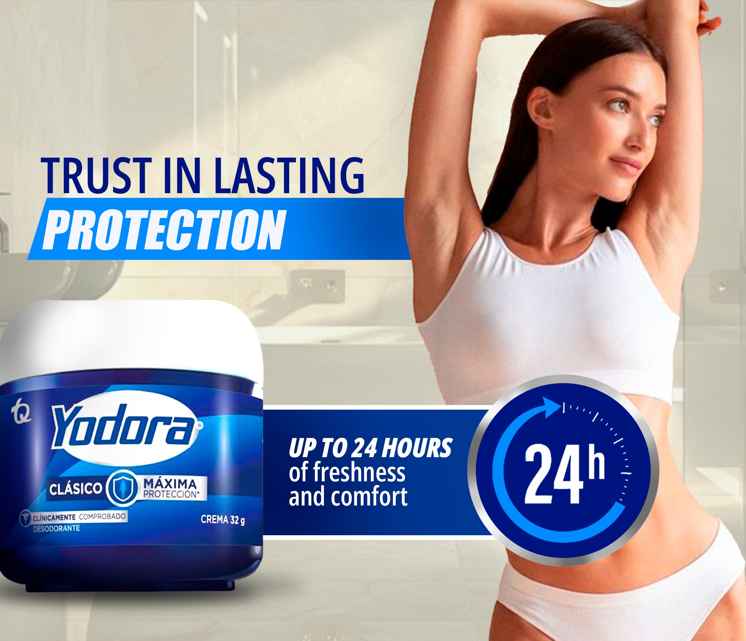 Yahve Yodora Classique Déodorant crème, image application montrant une application douce.