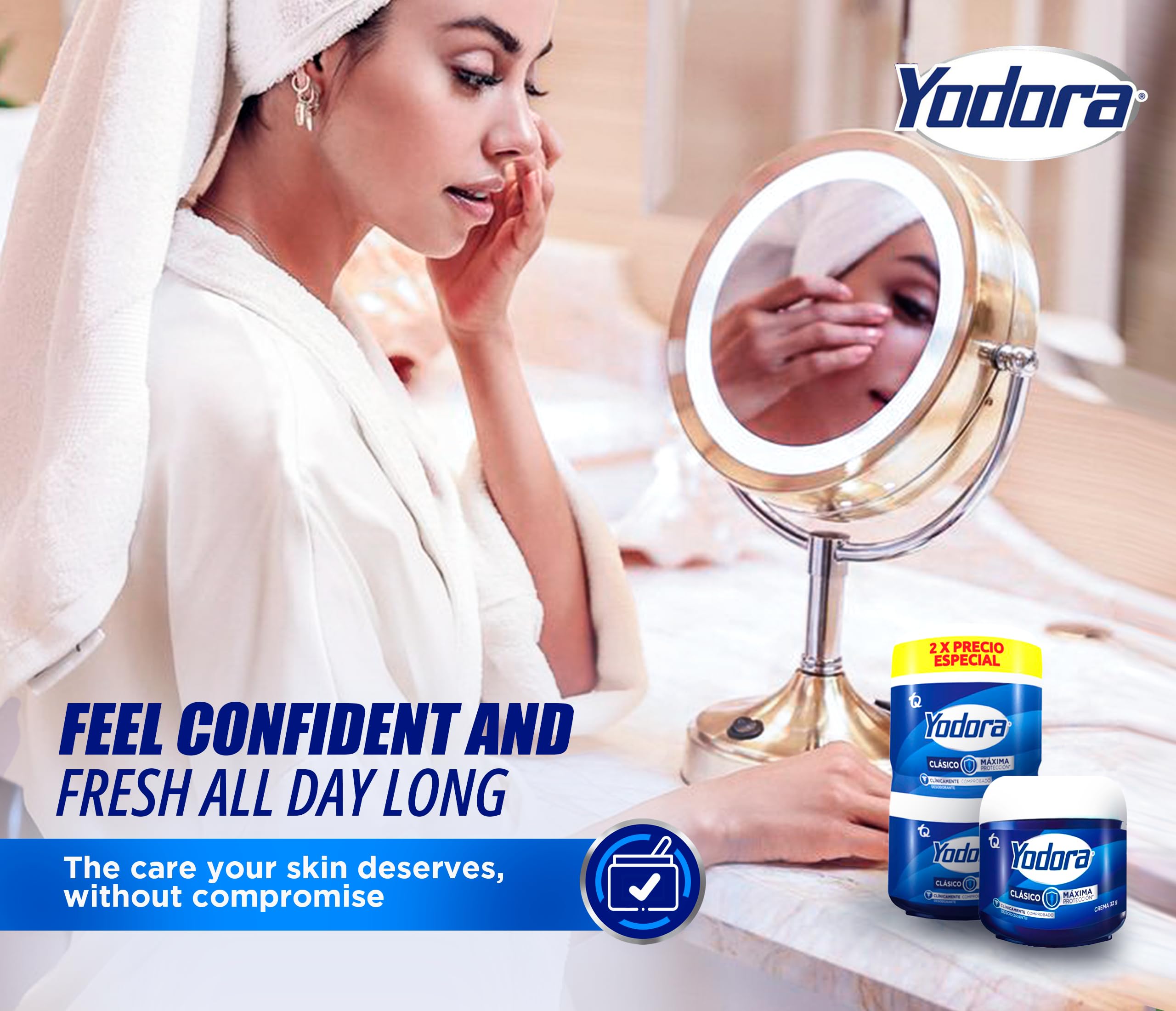 Yahve Yodora Classique Déodorant crème, emballage duo pratique et facile à transporter.