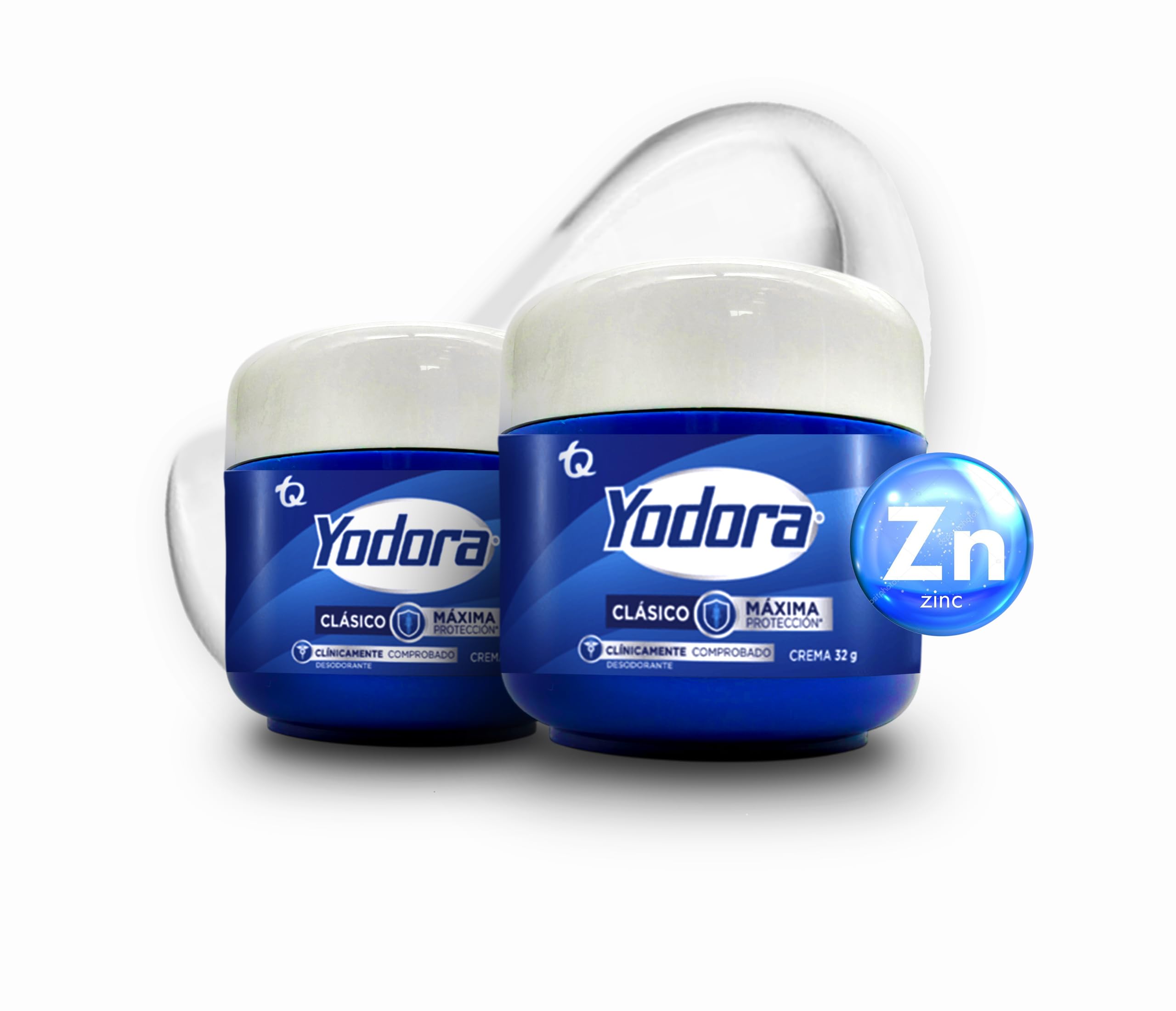 Yahve Yodora Classique Déodorant crème, pack 2 x 32 g, protection 24h sans aluminium.