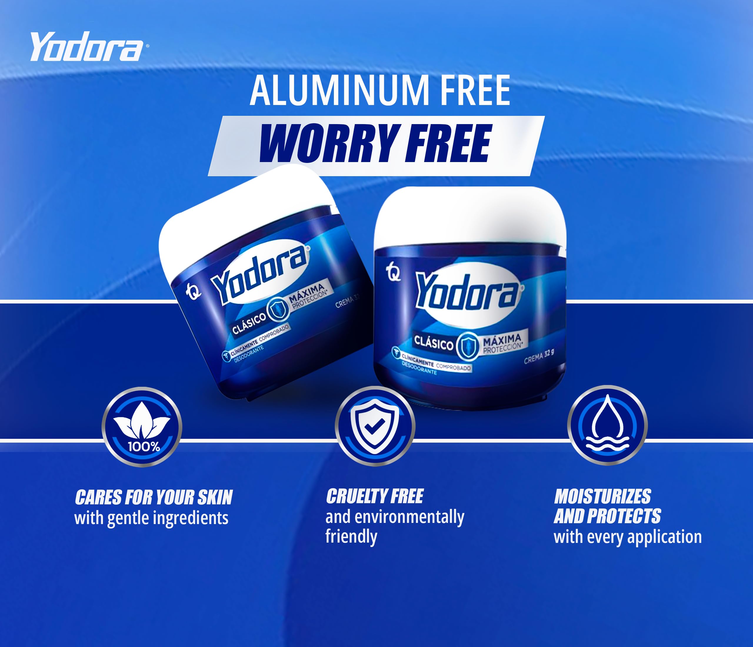 Yahve Yodora Classique Déodorant crème, texture crémeuse visible pour hydratation légère.