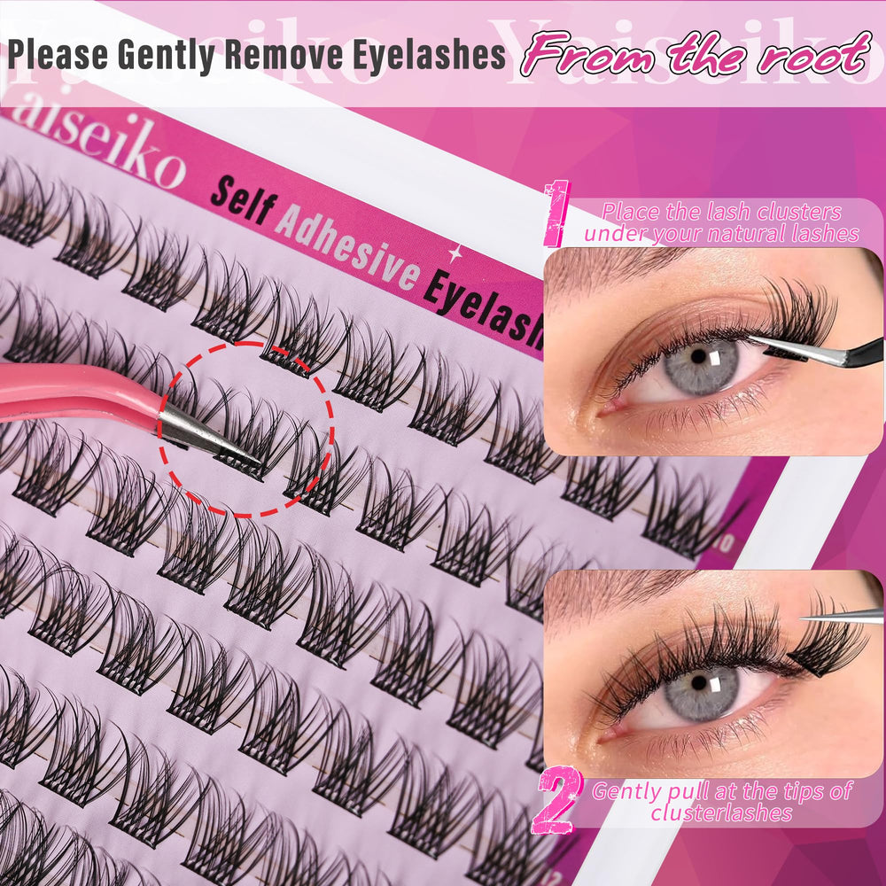 Cils en grappes wispy Yaiseiko, longueurs 10-16 mm pour tous les regards.