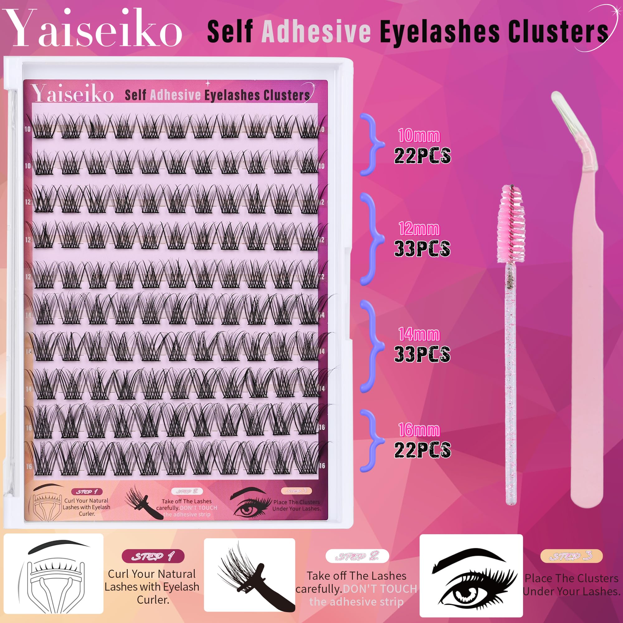 Cils auto-adhésifs Yaiseiko doux, sans irritation sur paupières sensibles.