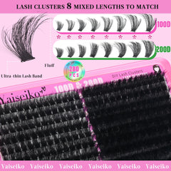 Yaiseiko clusters cils 14mm, effet densité rapide sans effort quotidien