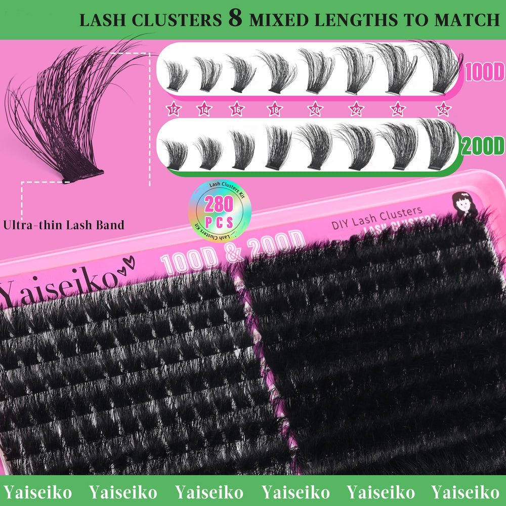 Yaiseiko clusters cils longueurs 12-25mm pour styles variés.