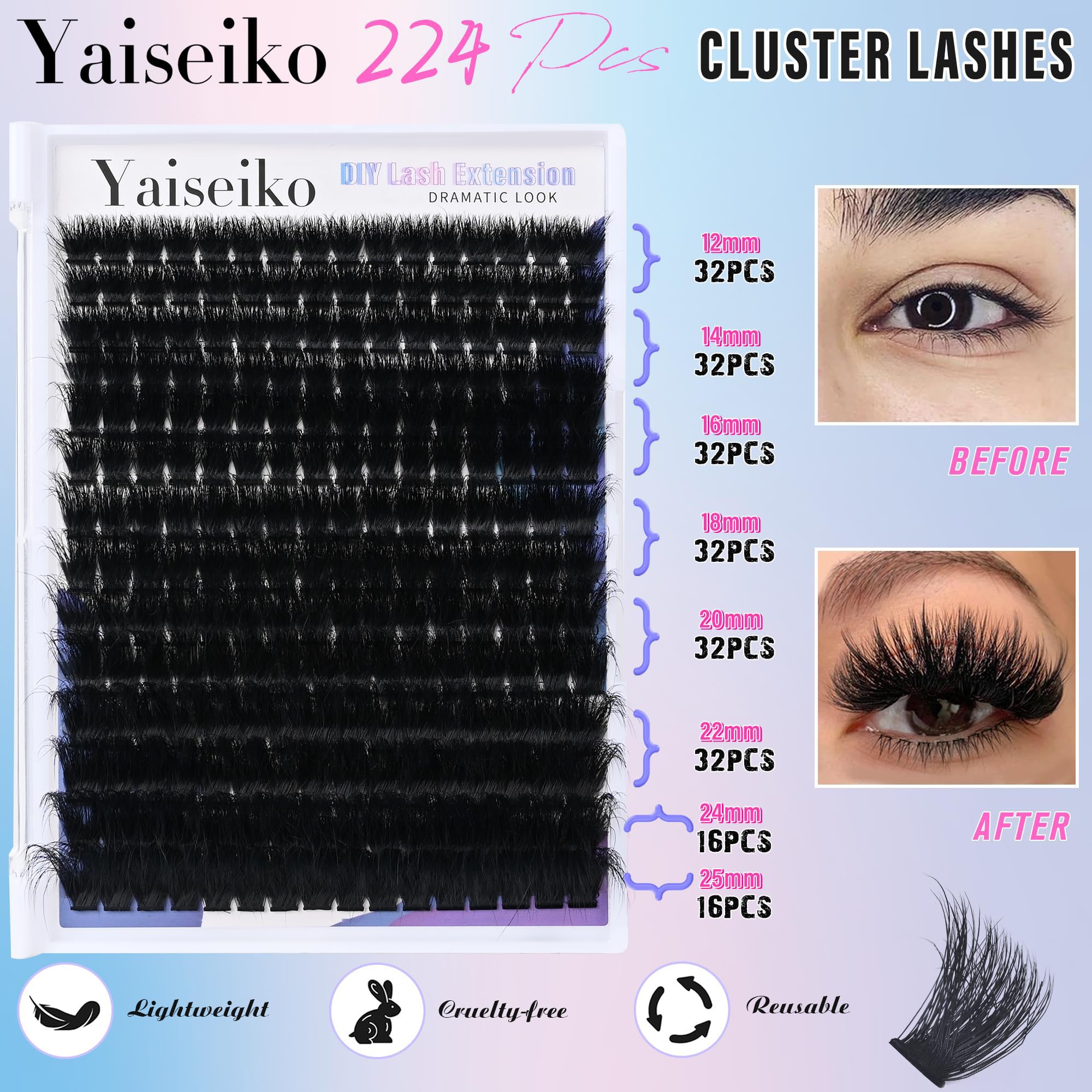 Extensions Yaiseiko cils D Curl doux et léger pour un maintien durable.