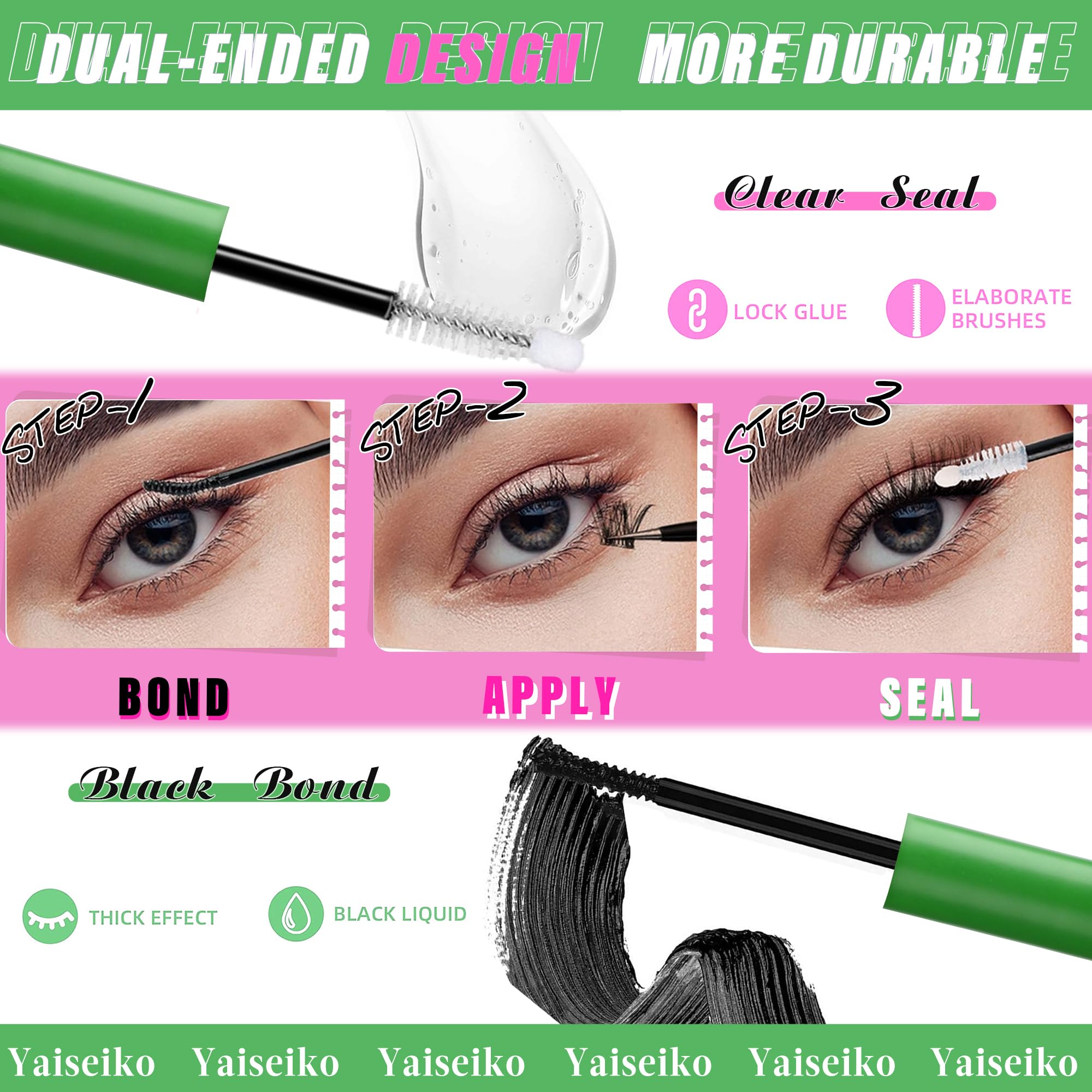 Yaiseiko fibres clusters cils ultra fines, aspect naturel.