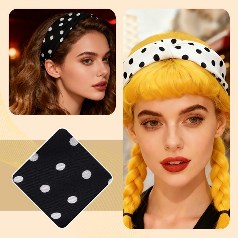 Bandeau pois vintage YALLNASL extensible, idéal pour cheveux courts ou longs