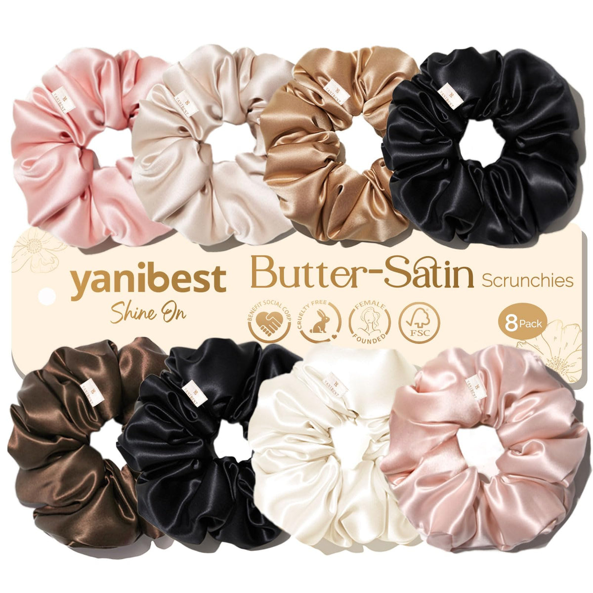 Yanibest – 8 élastiques satin doux offrant un maintien sans tirage.